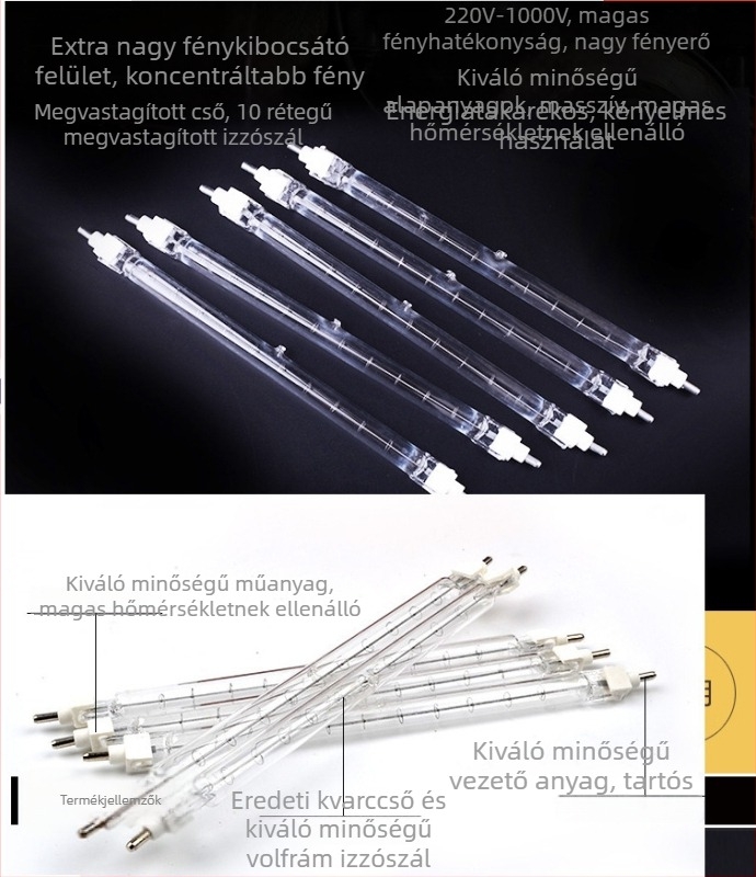 Klip-hez rögzíthető 1000W jód-wolfrám lámpa cső, halogén wolfrám világítótest 220V-hoz