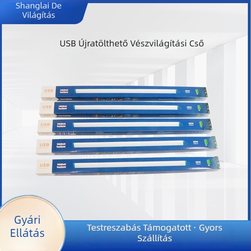 USB-újratölthető vészvilágító LED cső, hordozható világítás szekrényekhez, íróasztalokhoz és kempingezéshez