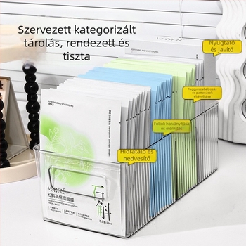 Akril sminkeszervező átlátszó rekeszekkel, arcmaszkok és kozmetikumok számára, asztali tároló, nagy kapacitás