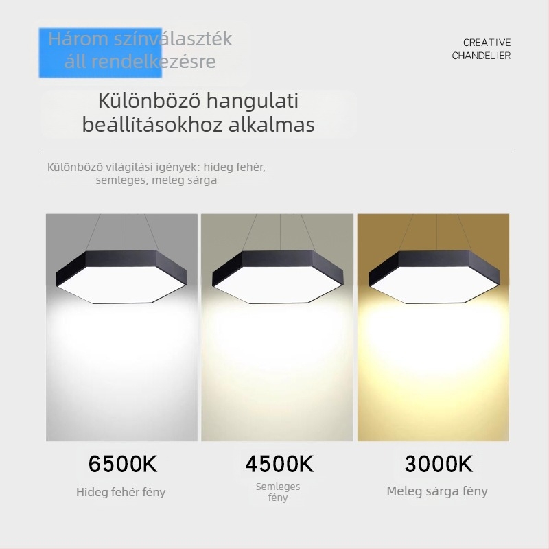LED hexagon alakú függőlámpa, ipari stílusban, irodába, internet-kávézóba, bevásárlóközpontrba és edzőterembe, moduláris kialakítás