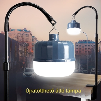 Újratölthető LED ultrafényes lámpa éjszakai piacok standjaihoz – vészvilágítás, csipeszes lámpa teleszkópos tartóval