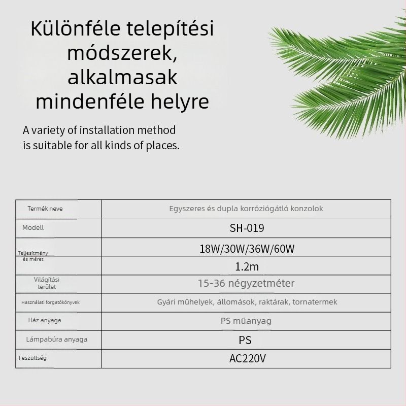 LED háromvédett lámpatartó T5/T8-hoz difúzoros árnyékolóval, nedvességálló és vízálló, 1.2 m hosszú