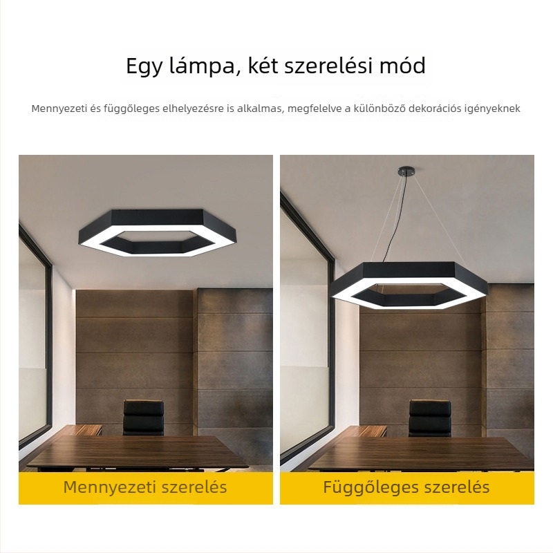 LED hatszögletű függőlámpa bevásárlóközpontok, edzőtermek, Internet-kávézók és irodák számára; rendkívül fényes mennyezeti világítás