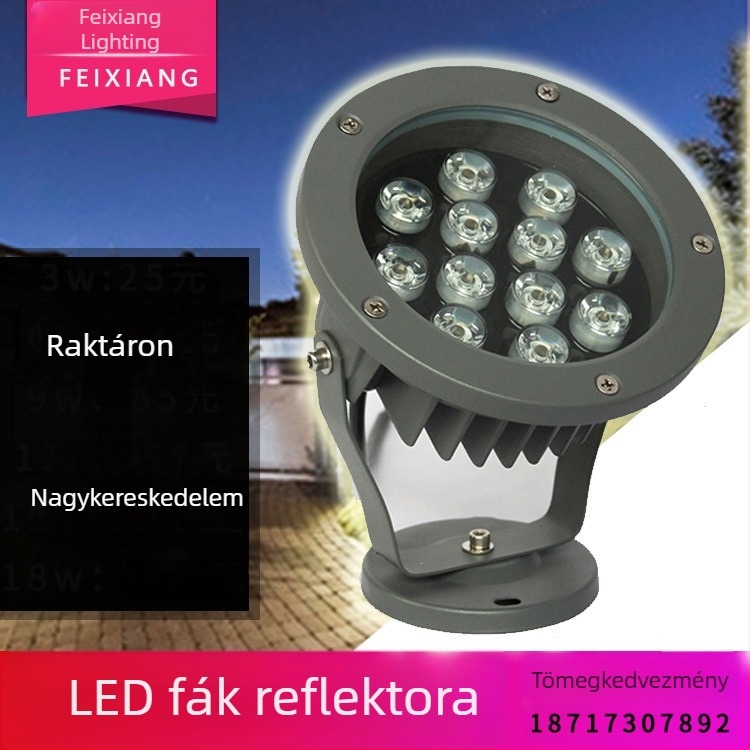 LED fa- és tájvilágítási flood light, kültéri vízálló, 3W/6W/9W/12W/18W, talaj világítás, rendkívül fényes