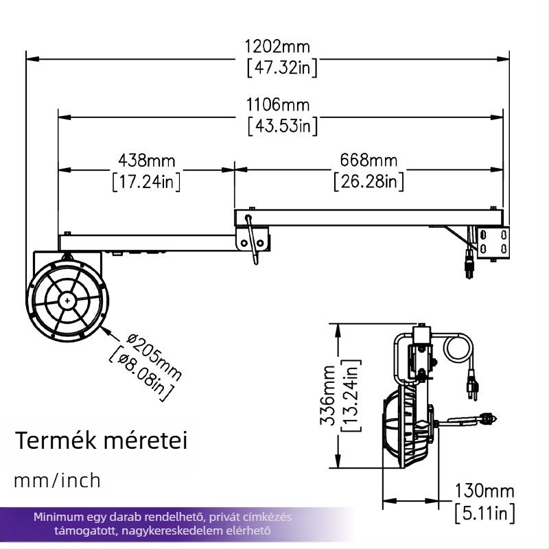 LED reflektor kettős tartóval, rakodáshoz és teherautókhoz, vízálló, erősen fényadó raktári világítás