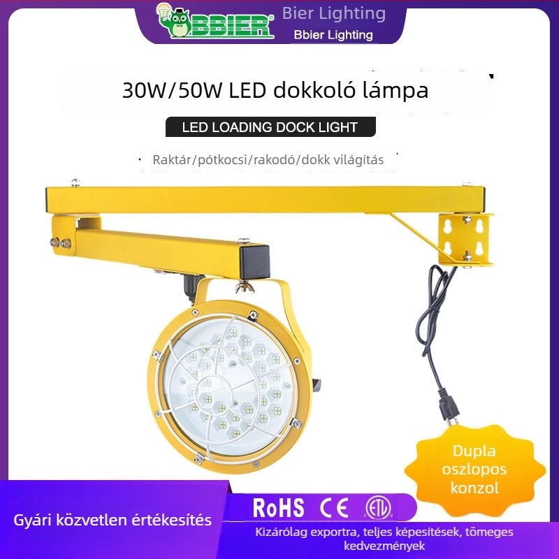 LED reflektor kettős tartóval, rakodáshoz és teherautókhoz, vízálló, erősen fényadó raktári világítás