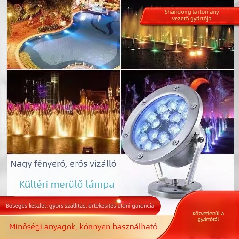 Víz alatti LED világítás tavakhoz és medencékhez, színes spotokkal és beépített szökőkút világítással, 12V/24V/220V