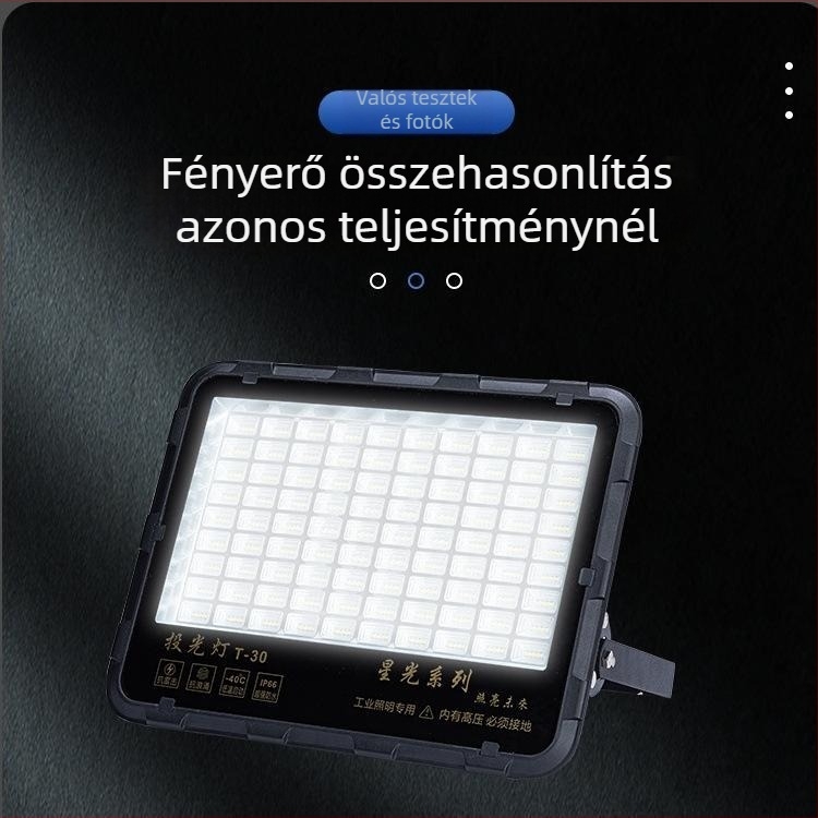 LED kültéri világító reflektor IP65 vízálló ipari műhelyek és üzemek számára, 50W, 5000lm, 90° fénysugár, alumínium ház, fekete