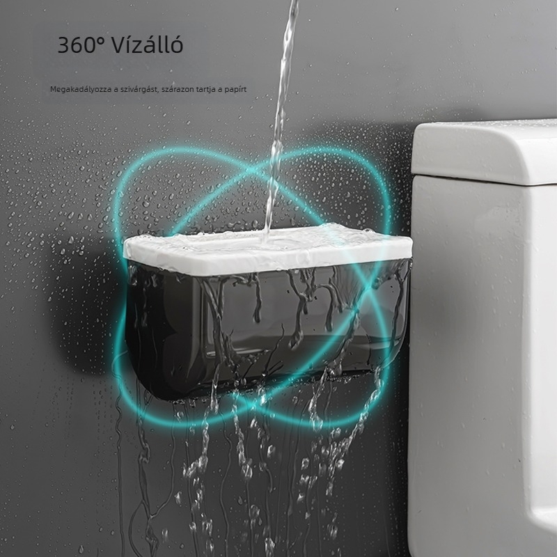 Fali műanyag vécépapír tartó, vízálló, fúrás nélkül, konyhai papírzsebkendő tartó, megnagyobbított tároló