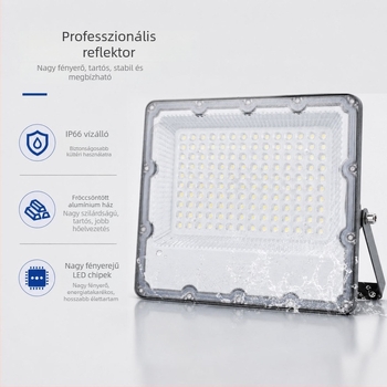 Kültéri LED vetítőfény lencsével, 300W, IP65, 120° fénysugár, fekete