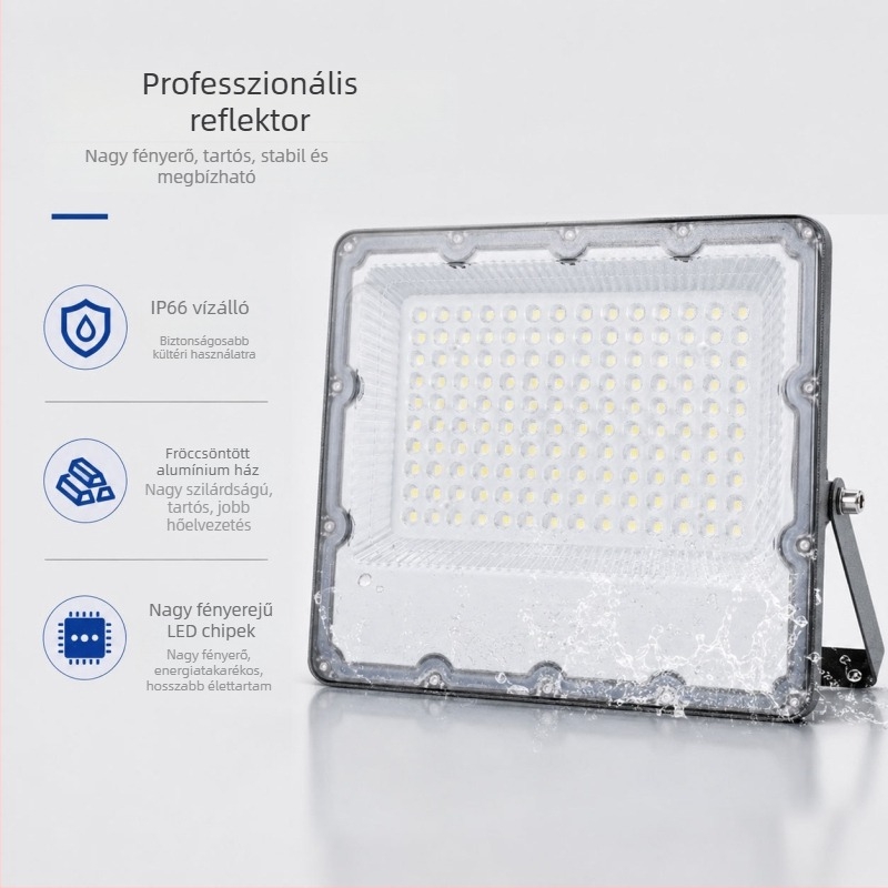 Kültéri LED vetítőfény lencsével, 300W, IP65, 120° fénysugár, fekete
