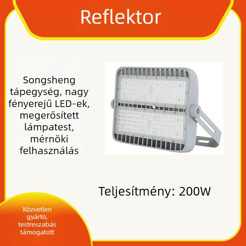Vízálló kültéri LED-reflektor utakhoz, csatornákhoz, alagutakhoz, stadionokhoz és építkezésekhez — nagy teljesítményű vetítőfény oszlopon