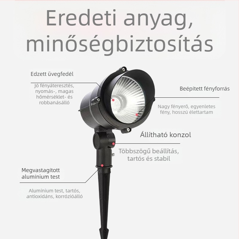 Kültéri LED talajlámpa, vízálló vetítőfény kerthez és udvarhoz, COB LED