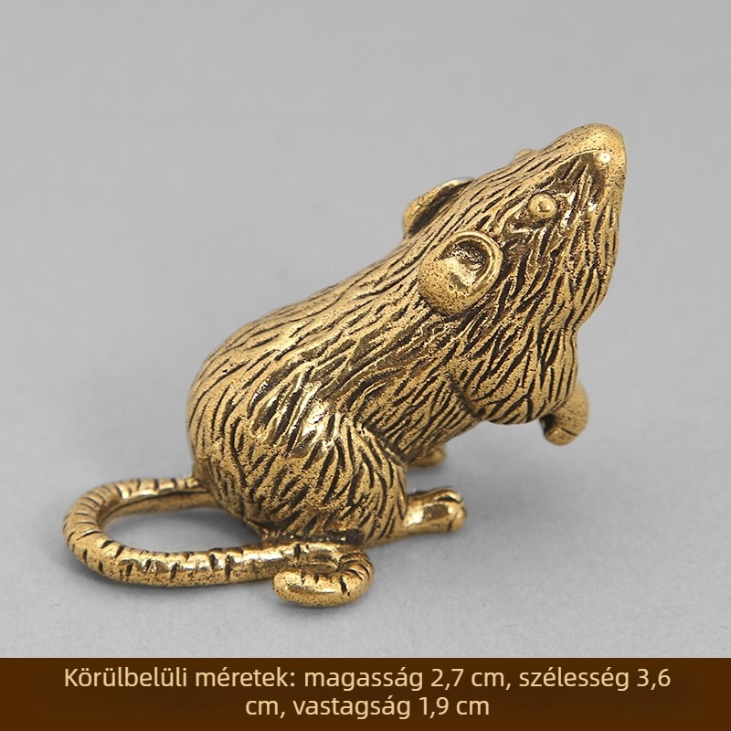 Sárgaréz egér tea pet, fém asztali dekoráció, 12 állatból álló zodiákus