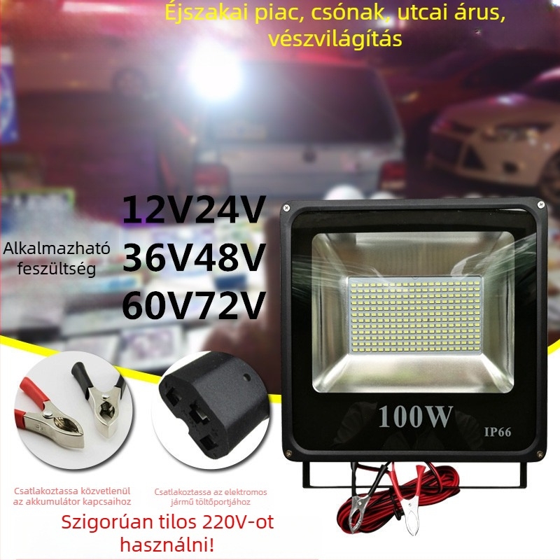 Alacsony feszültségű LED flood lámpa kültéri használatra, 12-85V AC/DC, 240 LED, kb. 3000 lm, 145° fényvetítés, alumínium ház, IP65, modell TGD02, kültéri és tengeri alkalmazásokhoz