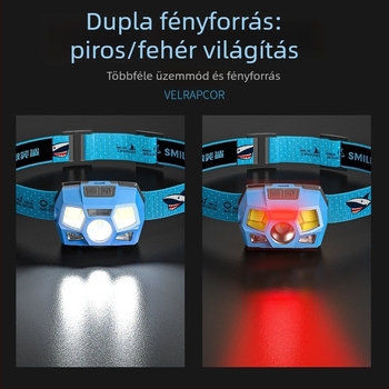 Smiling Shark mini újratölthető fejlámpa, hosszú üzemidő, könnyű, széles fényű világítással inspekciókhoz és mindennapi használatra