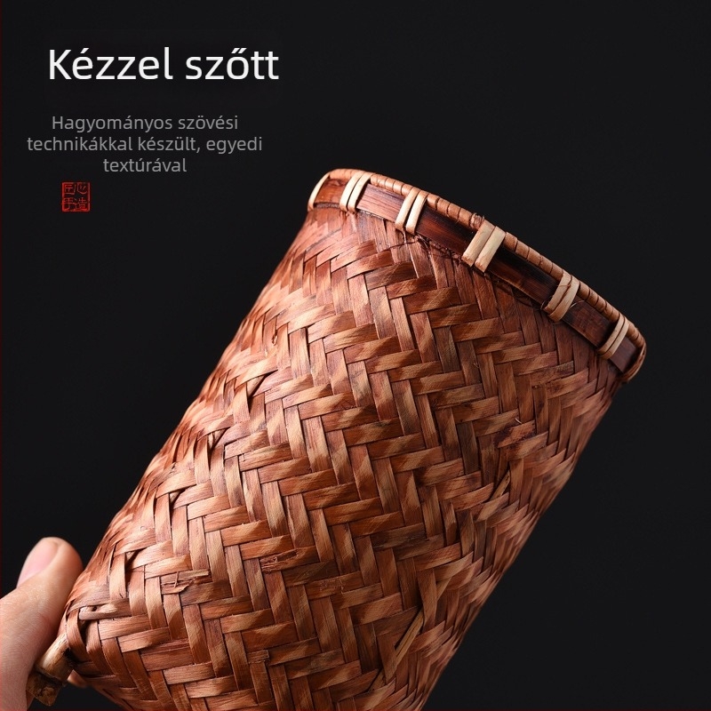 Bambusz fonott teáscsésze kosár és szárítóállvány Kung Fu tea ceremóniához