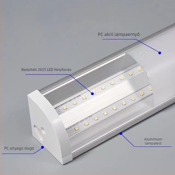 LED derékszögű lámpa cső, 1.2 m, 40W/60W, sarok LED cső, integrált T90, felületre szerelhető, hosszú háromszög világítás
