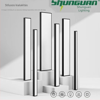 Shunguan Lighting Iroda LED Szalagfény, Fekete Téglalap Alakú Anti‑Glare Függőlámpa, Modern Ipari Stílus