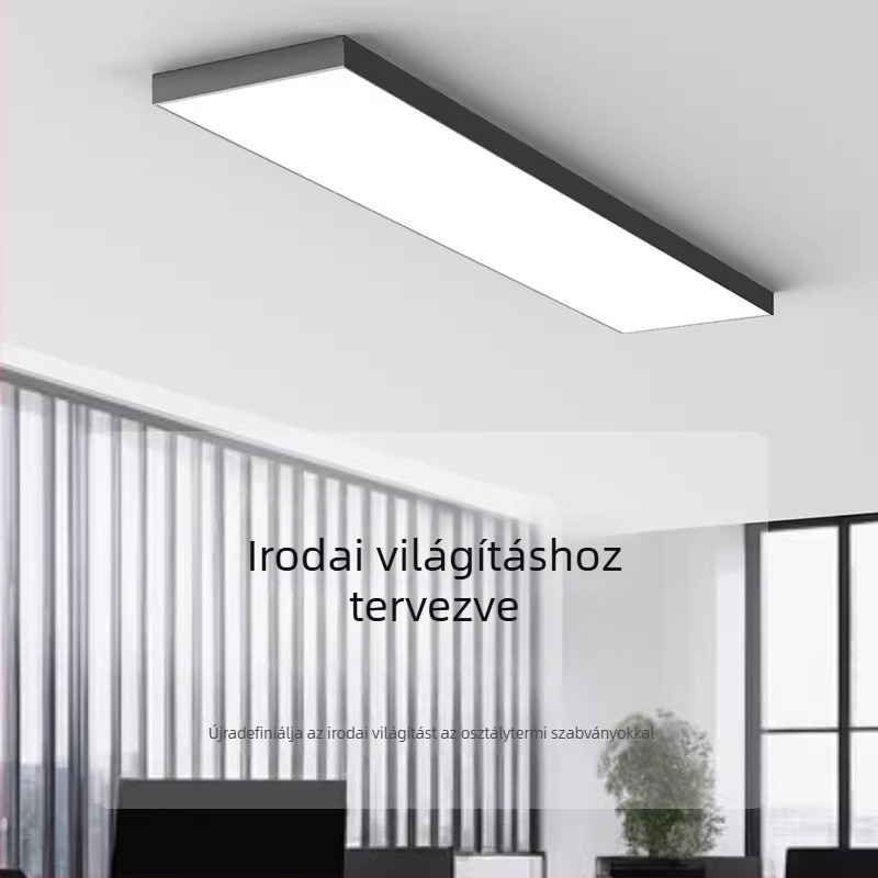 LED mennyezeti csíkvilágítás, téglalap alakú, ultraerős fényerő, felületre szerelt, irodai, osztálytermi és napos szobai felhasználásra, sík paneles világítás