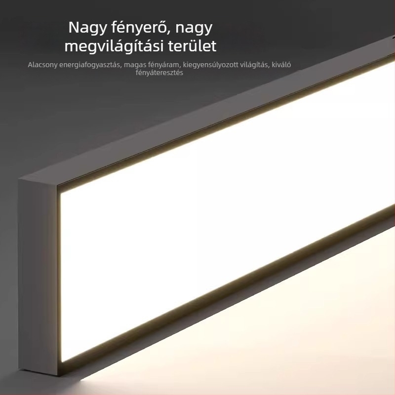 LED mennyezeti csíkvilágítás, téglalap alakú, ultraerős fényerő, felületre szerelt, irodai, osztálytermi és napos szobai felhasználásra, sík paneles világítás