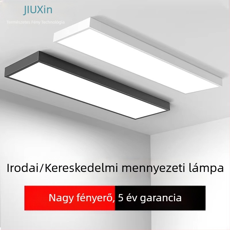 LED mennyezeti csíkvilágítás, téglalap alakú, ultraerős fényerő, felületre szerelt, irodai, osztálytermi és napos szobai felhasználásra, sík paneles világítás