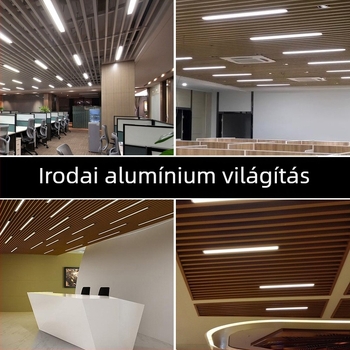 Iroda LED csíklámpa – téglalap alakú U-formájú keret és négyzet alakú függő vezetéssel