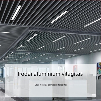 Iroda LED csíklámpa – téglalap alakú U-formájú keret és négyzet alakú függő vezetéssel