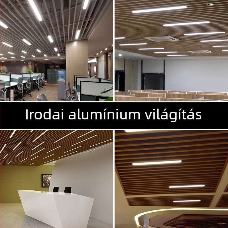 Iroda LED csíklámpa – téglalap alakú U-formájú keret és négyzet alakú függő vezetéssel