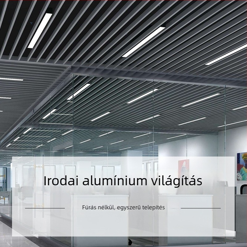 Iroda LED csíklámpa – téglalap alakú U-formájú keret és négyzet alakú függő vezetéssel