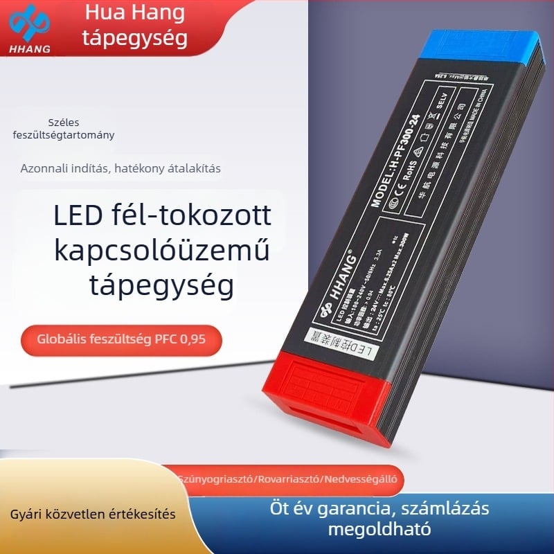 Szélesfeszültségű, nagy teljesítményű LED-szalag tápegység lineáris világításhoz és időjárásálló megfigyeléshez