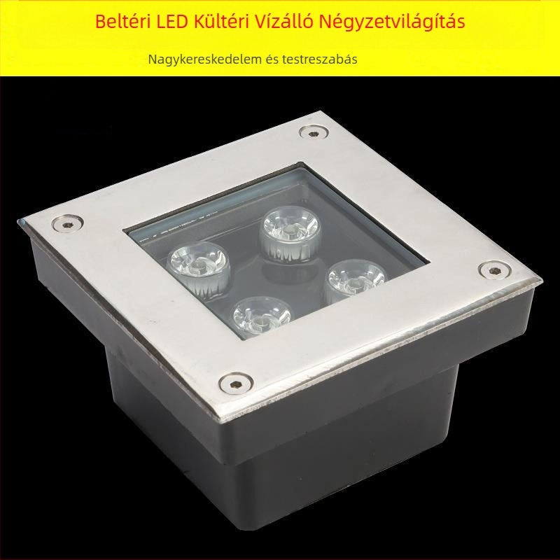 LED föld alatti kültéri négyzet alakú beépített spotlámpa – vízálló, ideális fákhoz, fűhöz, kerthez, villához és lépcsőkhöz