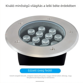 Kerek föld alatti LED világítás, öntött alumínium test, rozsdamentes acél fedél, edzett üveg, kültéri vízálló