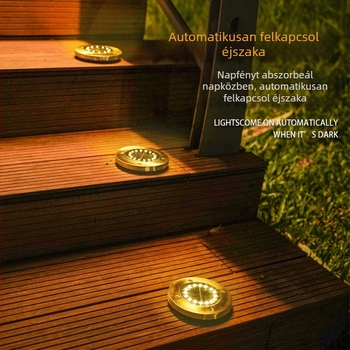 8-LED napenergia rozsdamentes acél földbe süllyeszthető lámpa, gyepre és kertbe, esőálló, új modell