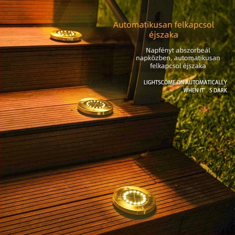 8-LED napenergia rozsdamentes acél földbe süllyeszthető lámpa, gyepre és kertbe, esőálló, új modell