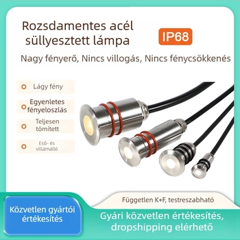 Kültéri kör alakú rozsdamentes acélból készült beépített víz alatti lámpa, mini földalatti világítás, LED, IP67, 12–24V, meleg fehér 3000K