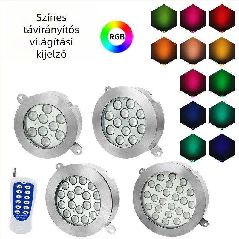 304 rozsdamentes acélból készült LED alatti világítás, színes, 9W/12W/18W/25W, medence falára szerelt lámpa