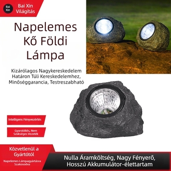 Napelemes műkő lámpa kültéri kerthez, gyepre vetítő LED föld alatti világítás