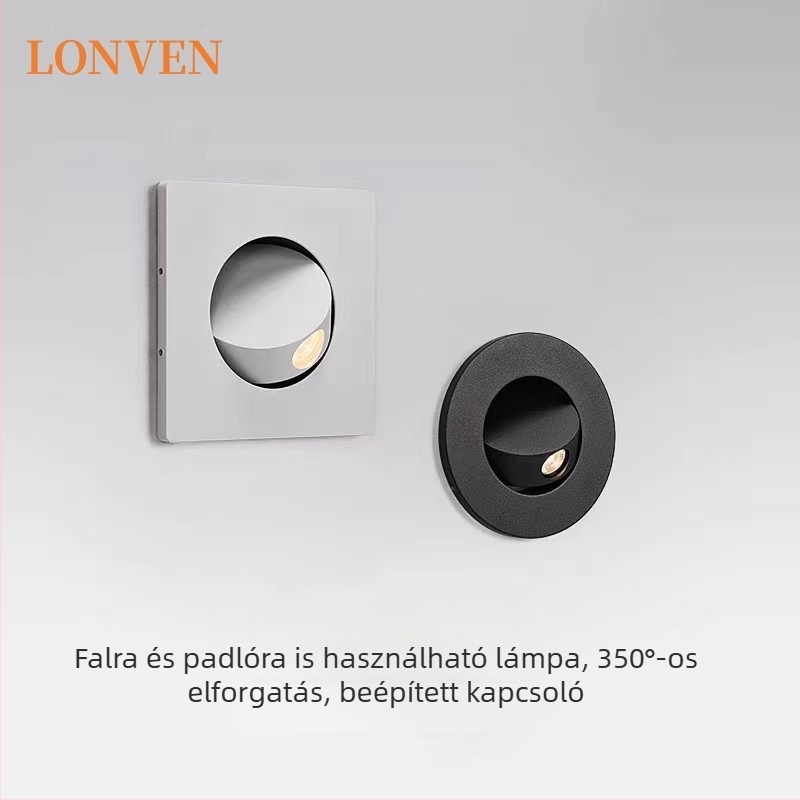 Modern hálószoba falikar beépített LED olvasólámpával, rejtett állítható szöggel, ideális lépcsők és sarkok számára