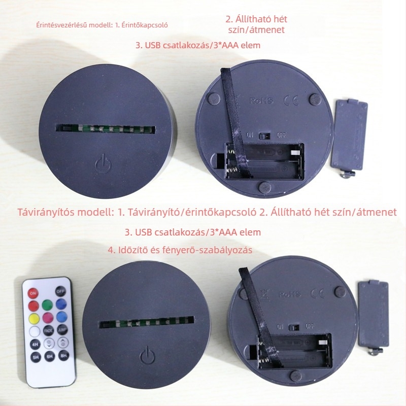 2019 Kerékpár formájú 3D éjszakai lámpa érintéses és távirányítós, USB töltés, több színű dekoratív ajándék