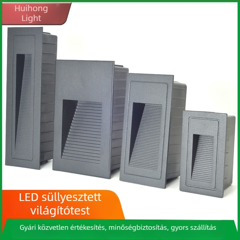 LED kültéri lépcsőfény, beépített falikar a lépcsőkhöz, IP65, 6 LED, 5W, 3000/4500/6000K, sarkon lévő járdaszög világítás