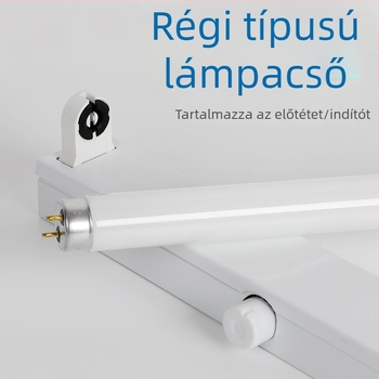 Régi T8 fluoreszcens cső – teljes készlet tartóval, lámpa foglalattal, indítóval és ballaszttal, 36W, háromszínű nappali fény