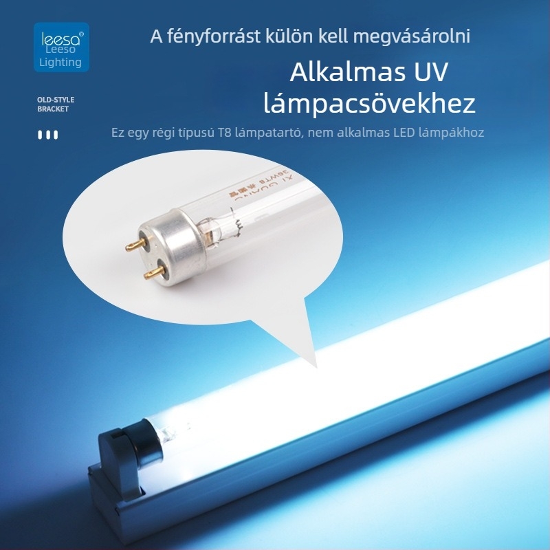 Régi T8 fluoreszcens cső – teljes készlet tartóval, lámpa foglalattal, indítóval és ballaszttal, 36W, háromszínű nappali fény