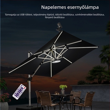Retro napelemes LED lámpák kültéri napernyőhöz, kerthez és kempingezéshez