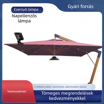 Napelemes kültéri LED napernyő világítás – hordozható kempinghez, sátorhoz és tengerparti árnyékhoz