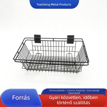 Fali szerelhető vasból készült tárolókosár, fúrás nélküli konyhai tárolókosár, fürdőszobai tárolópolc, hálós tárolókosár