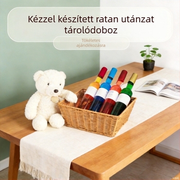 Rattan tárolókosár rozsdamentes vas kerettel, gyümölcsök és nassolnivalók számára