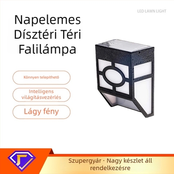 Napelemes, vízálló LED falikar kerítésekhez és udvarhoz, kültéri kerítésvilágítás, napelemes kertvilágítás