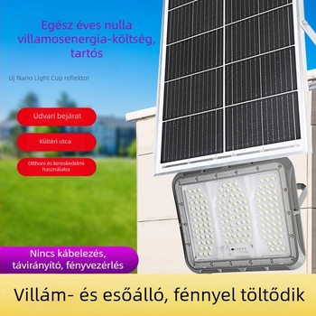 Napelemes kerti lámpa, kültéri IP65 vízálló, négyzet alakú LED lámpa távirányítóval, 3.2V, méret 267×190×45 mm