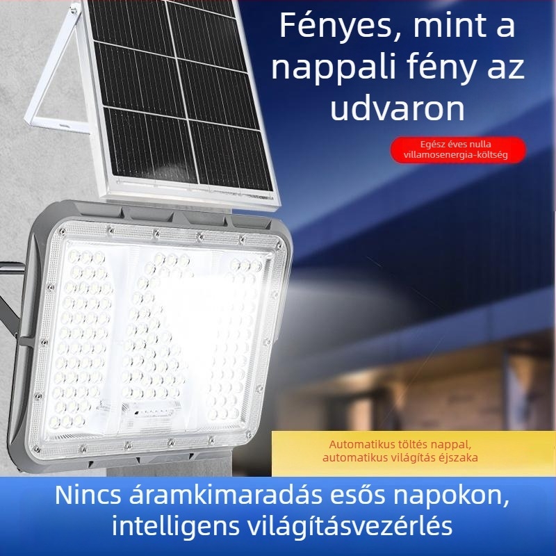 Napelemes kerti lámpa, kültéri IP65 vízálló, négyzet alakú LED lámpa távirányítóval, 3.2V, méret 267×190×45 mm